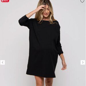 Black Long Sleeve Maternity Shirt Dress